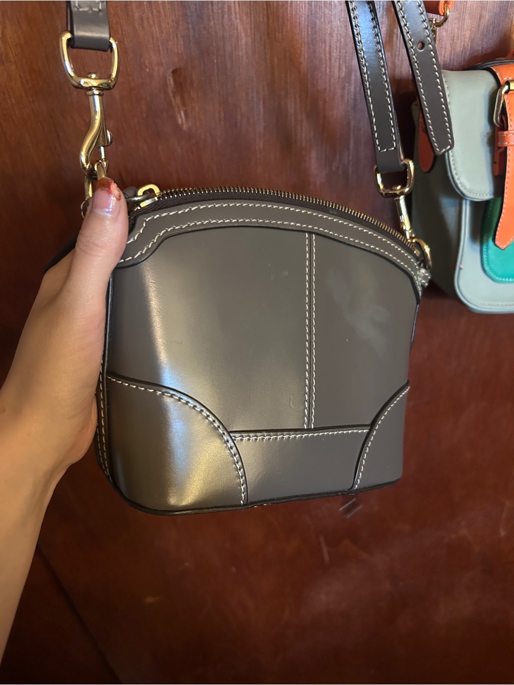 Two purse lot deal- dooney and bourke grey purse and teal orange crossbody - Picture 3 of 12